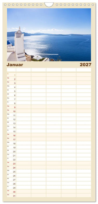 Santorini - Königin der Kykladen (CALVENDO Familienplaner 2027)