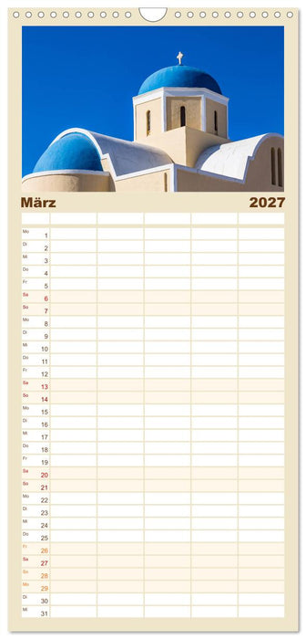 Santorini - Königin der Kykladen (CALVENDO Familienplaner 2027)