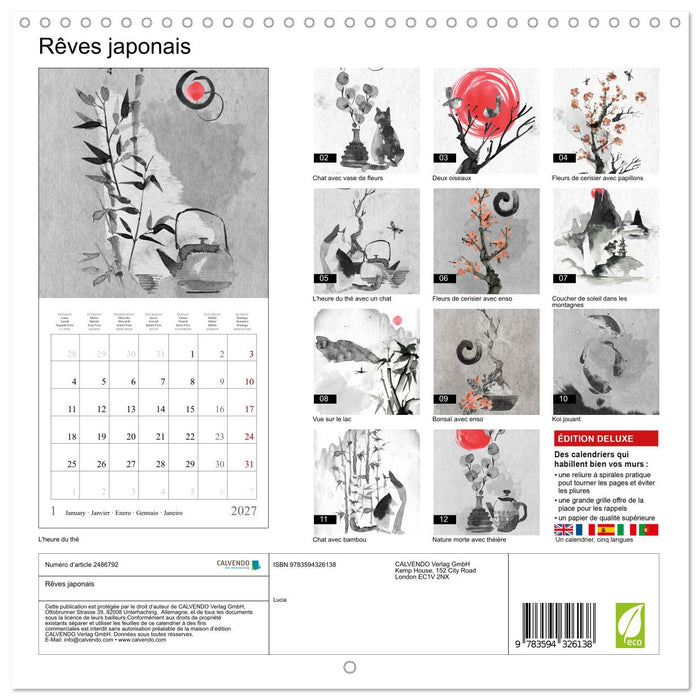 Rêves japonais (CALVENDO Calendrier mensuel 2027)