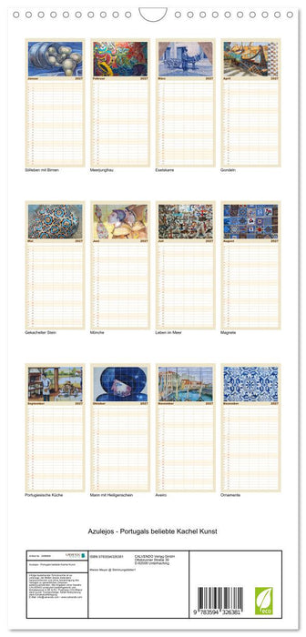 Azulejos - Portugals beliebte Kachel Kunst (CALVENDO Familienplaner 2027)