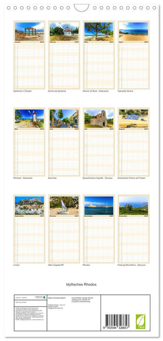 Idyllisches Rhodos (CALVENDO Familienplaner 2027)