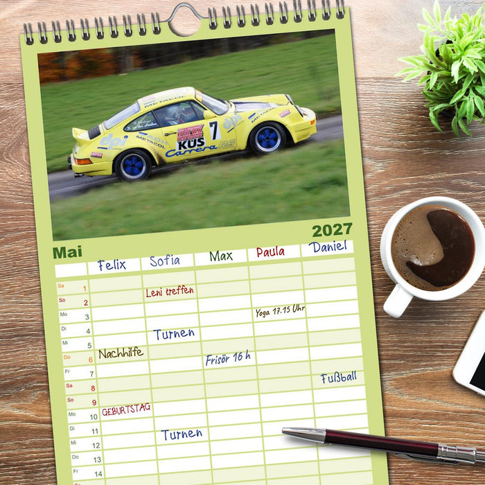 Bergrennen und Rallye im Porsche (CALVENDO Familienplaner 2027)