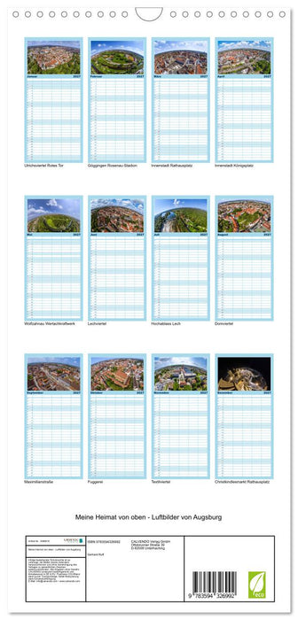 Meine Heimat von oben - Luftbilder von Augsburg (CALVENDO Familienplaner 2027)