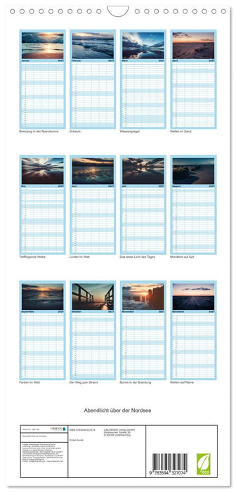 Abendlicht über der Nordsee (CALVENDO Familienplaner 2027)