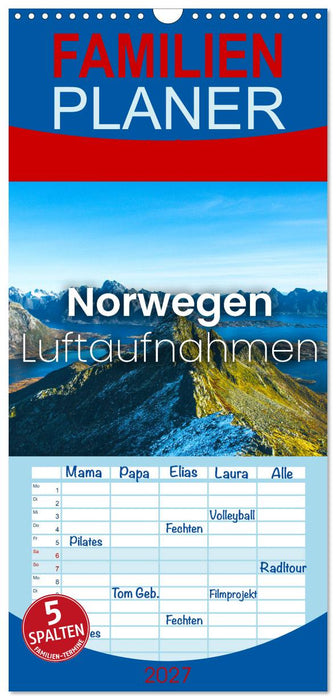 Norwegen Luftaufnahmen (CALVENDO Familienplaner 2027)