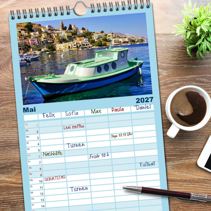 Ein Tag auf Symi (CALVENDO Familienplaner 2027)