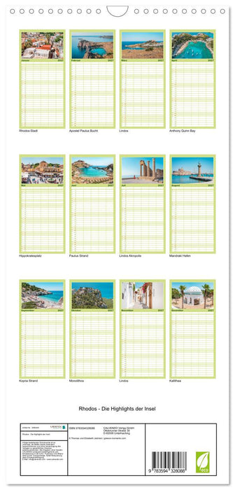 Rhodos - Die Highlights der Insel (CALVENDO Familienplaner 2027)