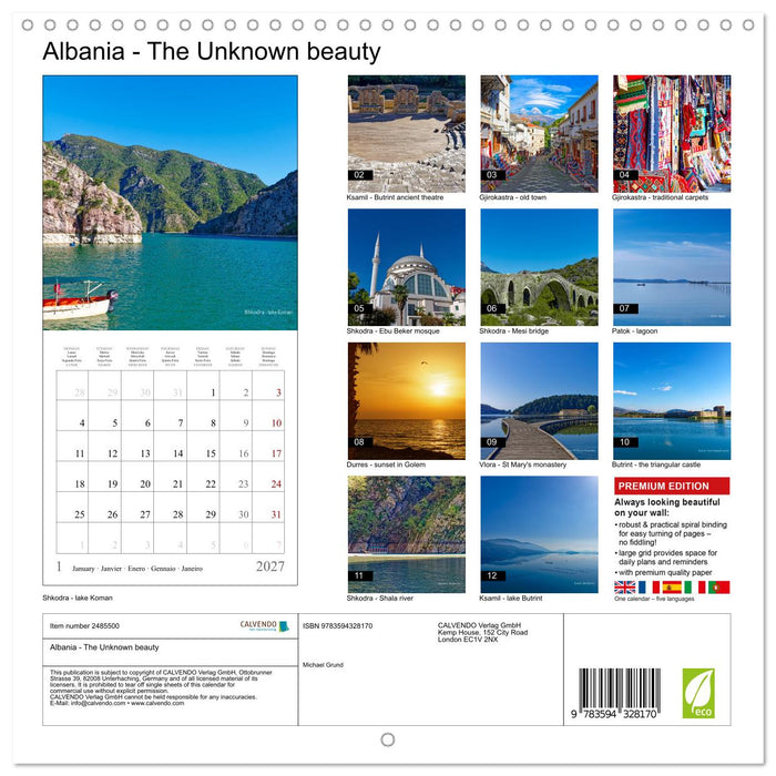 Albania - The Unknown beauty (CALVENDO Monthly Calendar 2027)