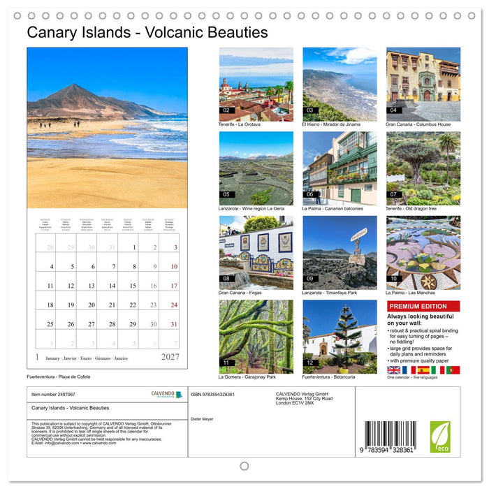 Canary Islands - Volcanic Beauties (CALVENDO Monthly Calendar 2027)