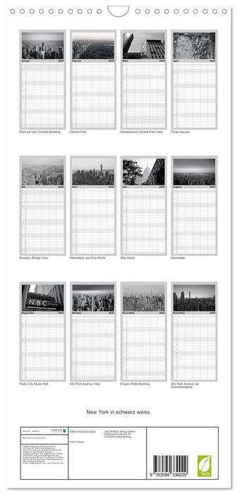 New York in schwarz weiss (CALVENDO Familienplaner 2027)