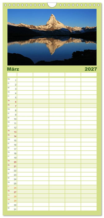 Zauber der Berge. Die Schweizer Alpen (CALVENDO Familienplaner 2027)