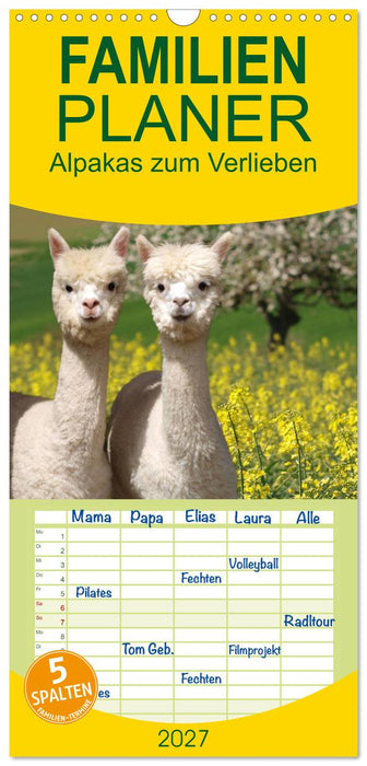 Alpakas zum Verlieben (CALVENDO Familienplaner 2027)