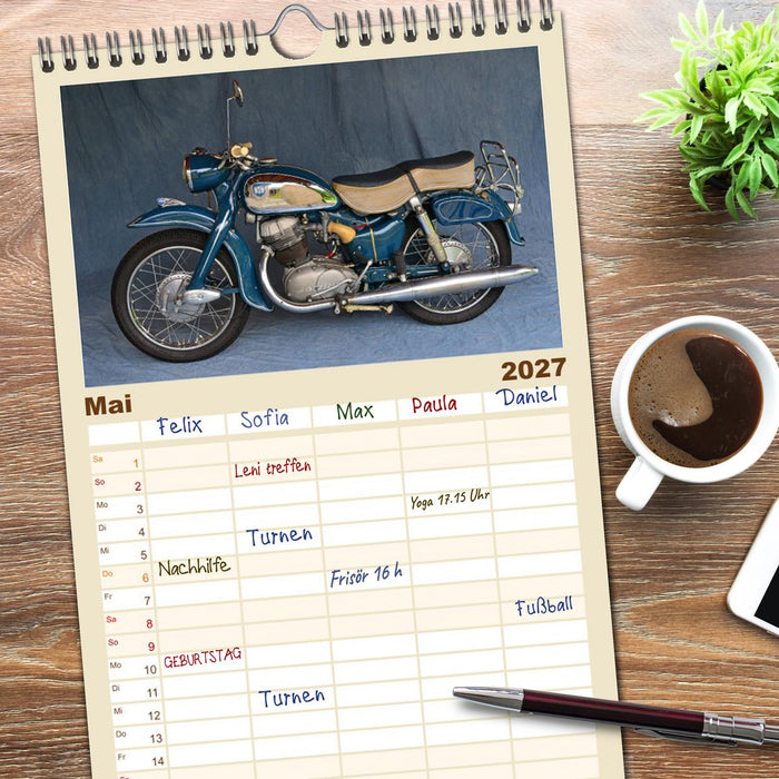 Deutsche Motorrad - Legenden - Rollende Kunstwerke aus alten Zeiten (CALVENDO Familienplaner 2027)