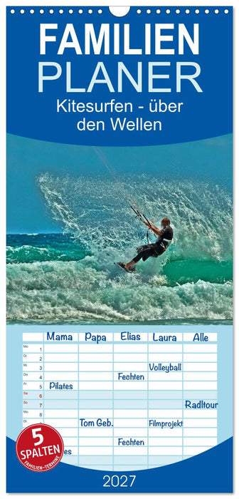Kitesurfen - über den Wellen (CALVENDO Familienplaner 2027)