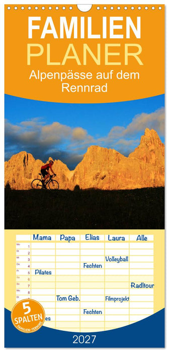 Alpenpässe auf dem Rennrad "Himmlische Serpentinen" (CALVENDO Familienplaner 2027)