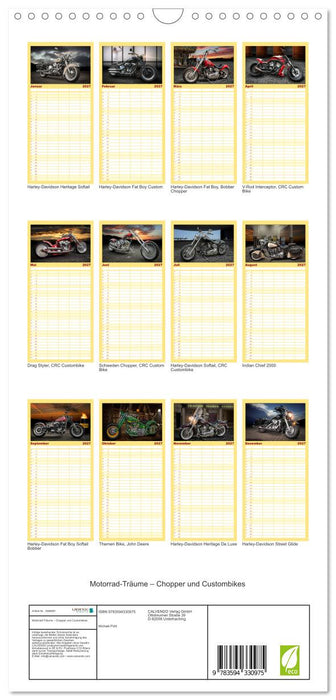 Motorrad-Träume – Chopper und Custombikes (CALVENDO Familienplaner 2027)