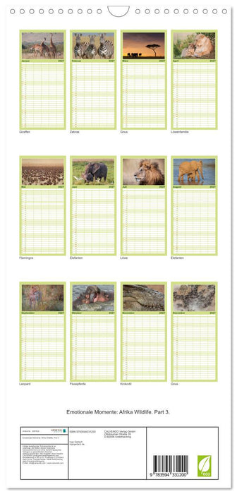 Emotionale Momente: Afrika Wildlife. Part 3. (CALVENDO Familienplaner 2027)