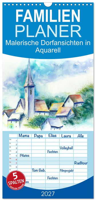 Malerische Dorfansichten in Aquarell (CALVENDO Familienplaner 2027)