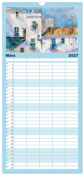 Malerische Dorfansichten in Aquarell (CALVENDO Familienplaner 2027)