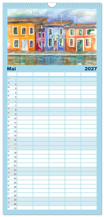 Malerische Dorfansichten in Aquarell (CALVENDO Familienplaner 2027)