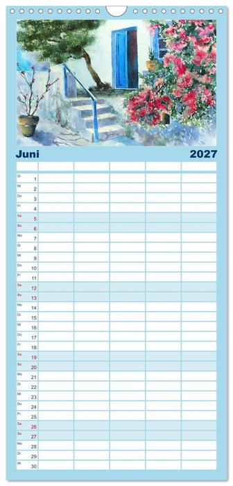 Malerische Dorfansichten in Aquarell (CALVENDO Familienplaner 2027)