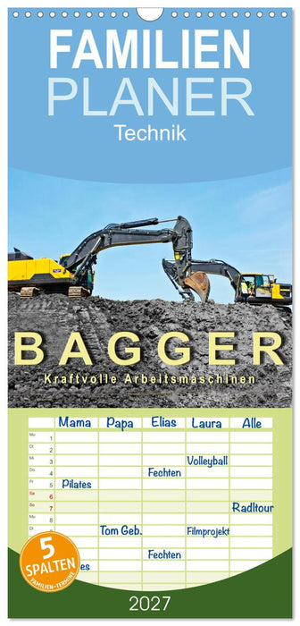 Bagger - kraftvolle Arbeitsmaschinen (CALVENDO Familienplaner 2027)