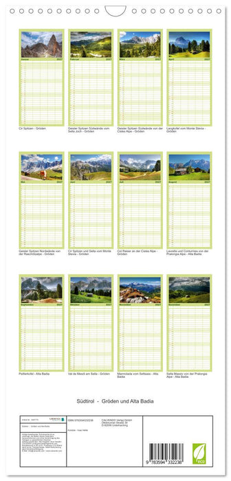 Südtirol - Gröden und Alta Badia (CALVENDO Familienplaner 2027)