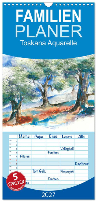 Toskana Aquarelle (CALVENDO Familienplaner 2027)