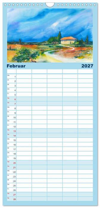 Toskana Aquarelle (CALVENDO Familienplaner 2027)