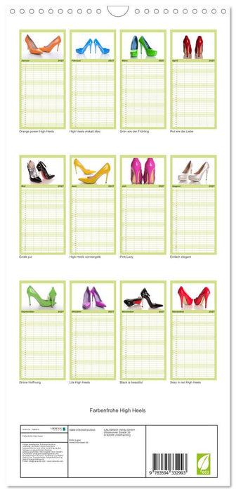 Farbenfrohe High Heels (CALVENDO Familienplaner 2027)