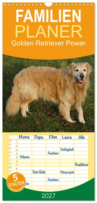 Golden Retriever Power (CALVENDO Familienplaner 2027)
