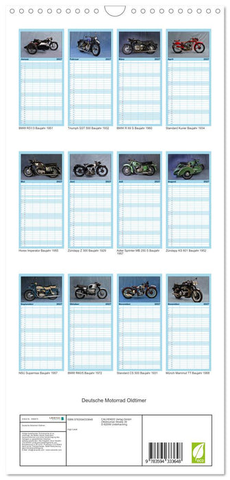Deutsche Motorrad Oldtimer (CALVENDO Familienplaner 2027)