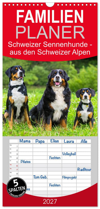 Schweizer Sennenhunde - aus den Schweizer Alpen (CALVENDO Familienplaner 2027)