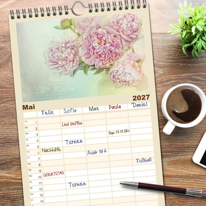 Vintage Flowers (CALVENDO Familienplaner 2027)