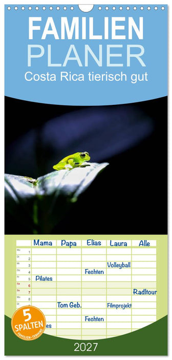 Costa Rica tierisch gut (CALVENDO Familienplaner 2027)