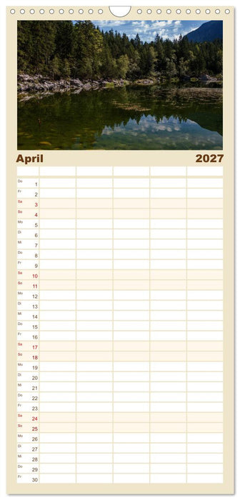 Berge und Seen rund um die Zugspitze (CALVENDO Familienplaner 2027)