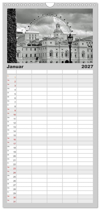 London in Schwarz-Weiß (CALVENDO Familienplaner 2027)