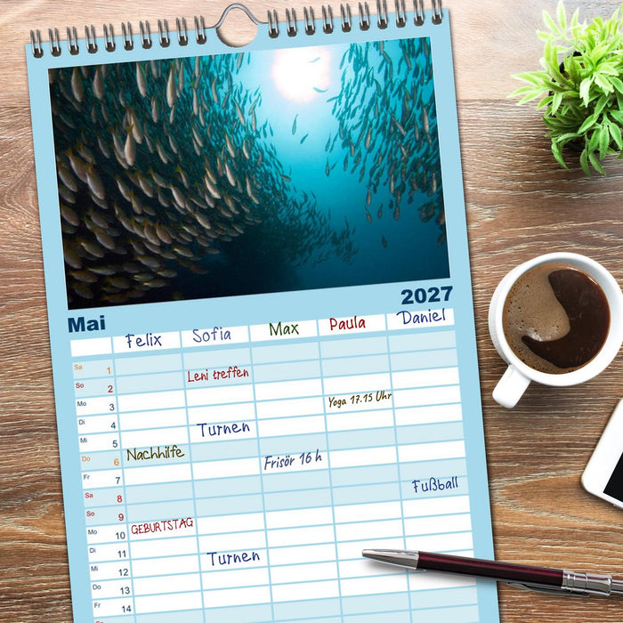 Tauchen, Fische und Meer (CALVENDO Familienplaner 2027)