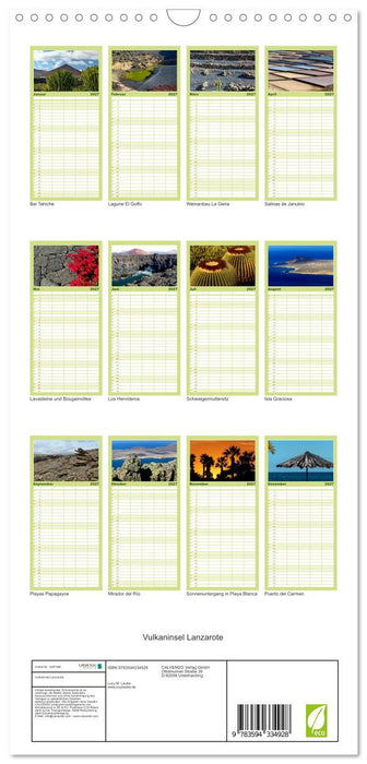 Vulkaninsel Lanzarote (CALVENDO Familienplaner 2027)