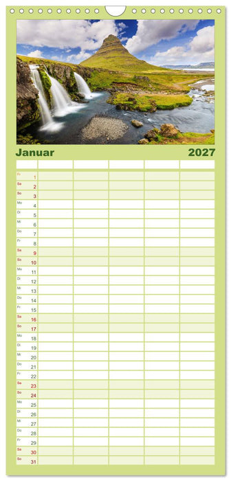 Island - Spektakuläre Landschaft aus Feuer, Wasser und Eis (CALVENDO Familienplaner 2027)