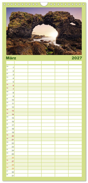 Island - Spektakuläre Landschaft aus Feuer, Wasser und Eis (CALVENDO Familienplaner 2027)