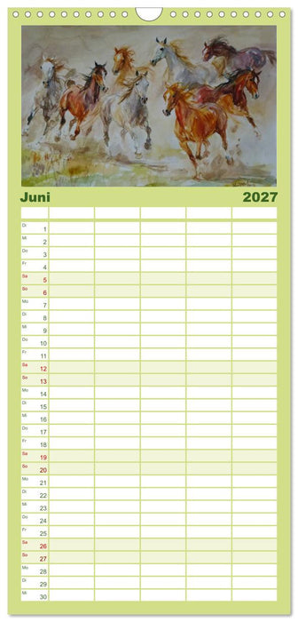 Mit Pferden durch die Jahreszeiten - Pferdebilder in Öl und Aquarell (CALVENDO Familienplaner 2027)