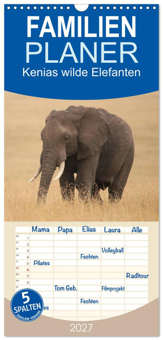 Kenias wilde Elefanten (CALVENDO Familienplaner 2027)