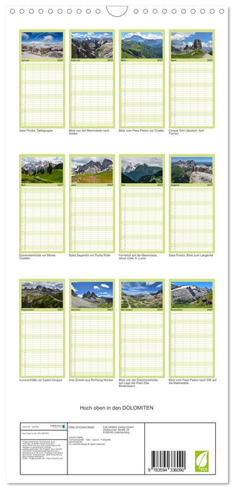 Hoch oben in den DOLOMITEN (CALVENDO Familienplaner 2027)