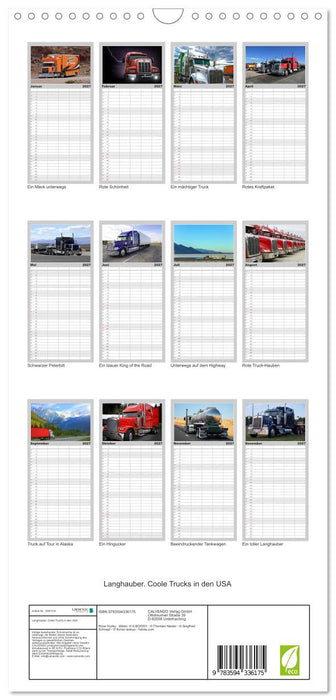 Langhauber. Coole Trucks in den USA (CALVENDO Familienplaner 2027)