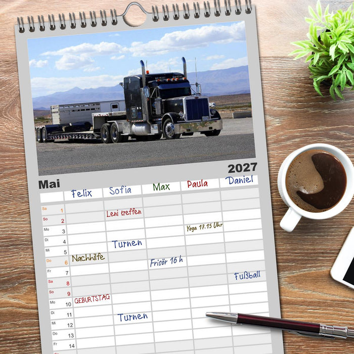 Langhauber. Coole Trucks in den USA (CALVENDO Familienplaner 2027)