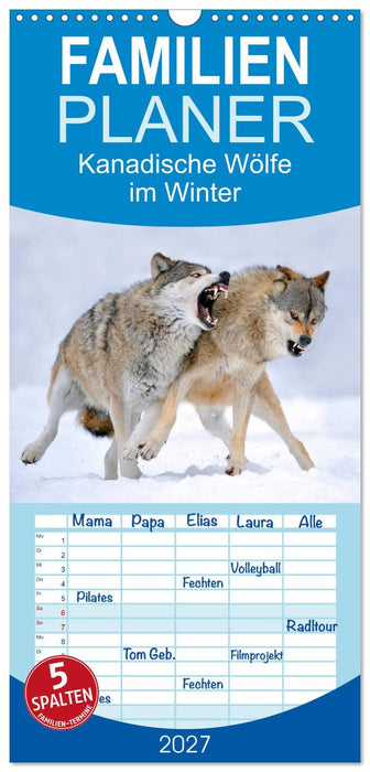 Kanadische Wölfe im Winter (CALVENDO Familienplaner 2027)