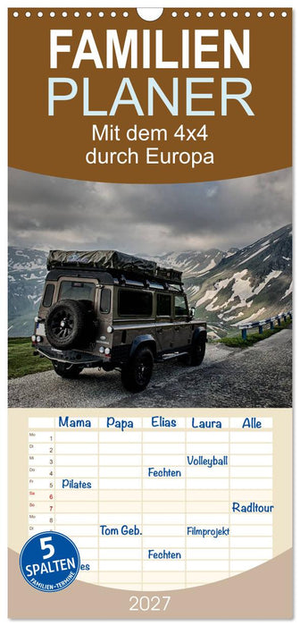 Mit dem 4x4 durch Europa (CALVENDO Familienplaner 2027)