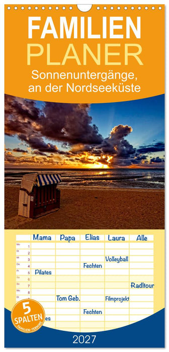 Sonnenuntergänge, an der Nordseeküste vor Cuxhaven (CALVENDO Familienplaner 2027)