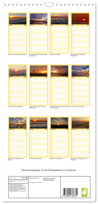 Sonnenuntergänge, an der Nordseeküste vor Cuxhaven (CALVENDO Familienplaner 2027)